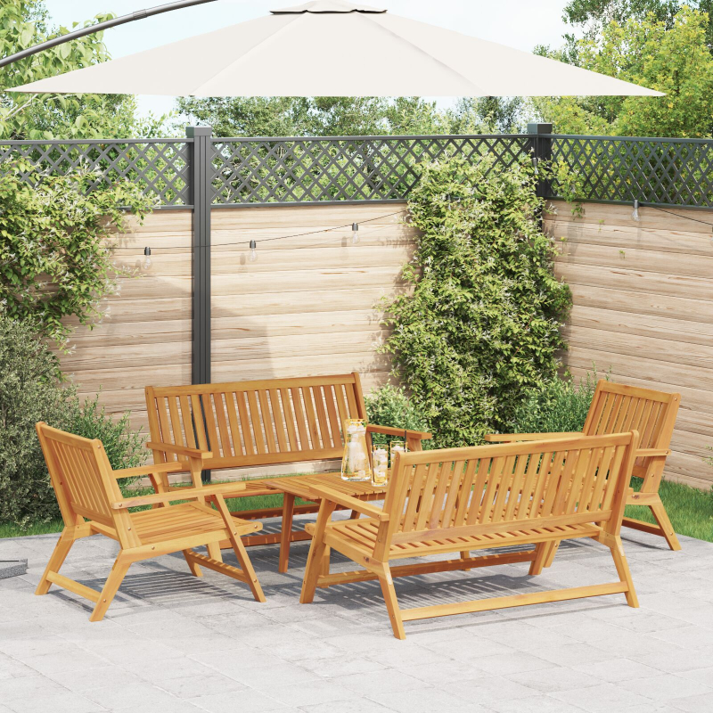 Gartenstühle mit Tisch 5 Teile Massivholz Akazie