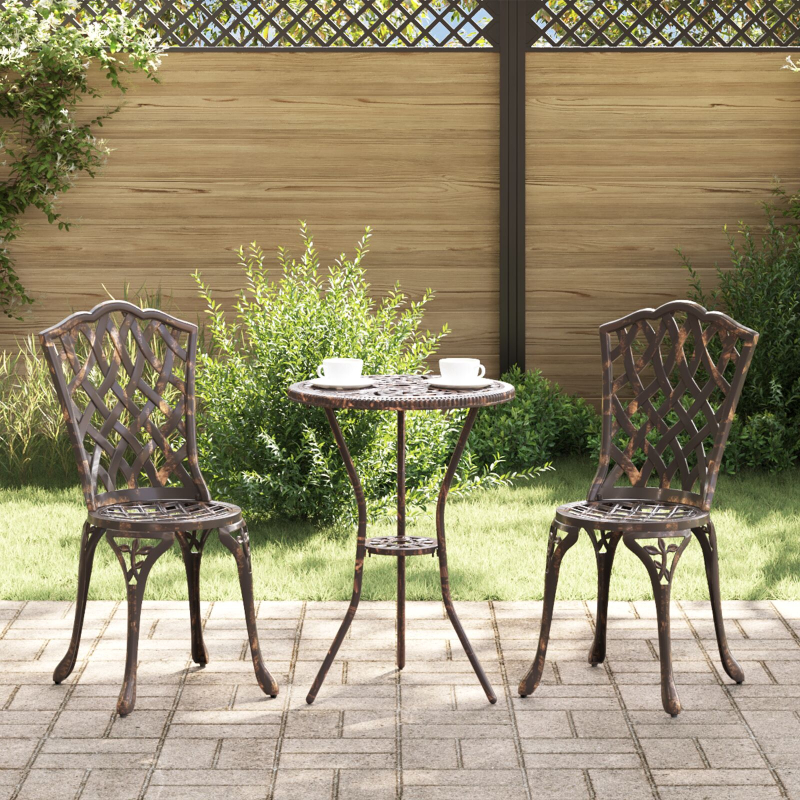 Gartenstühle 2er Set Bronze Gussaluminium