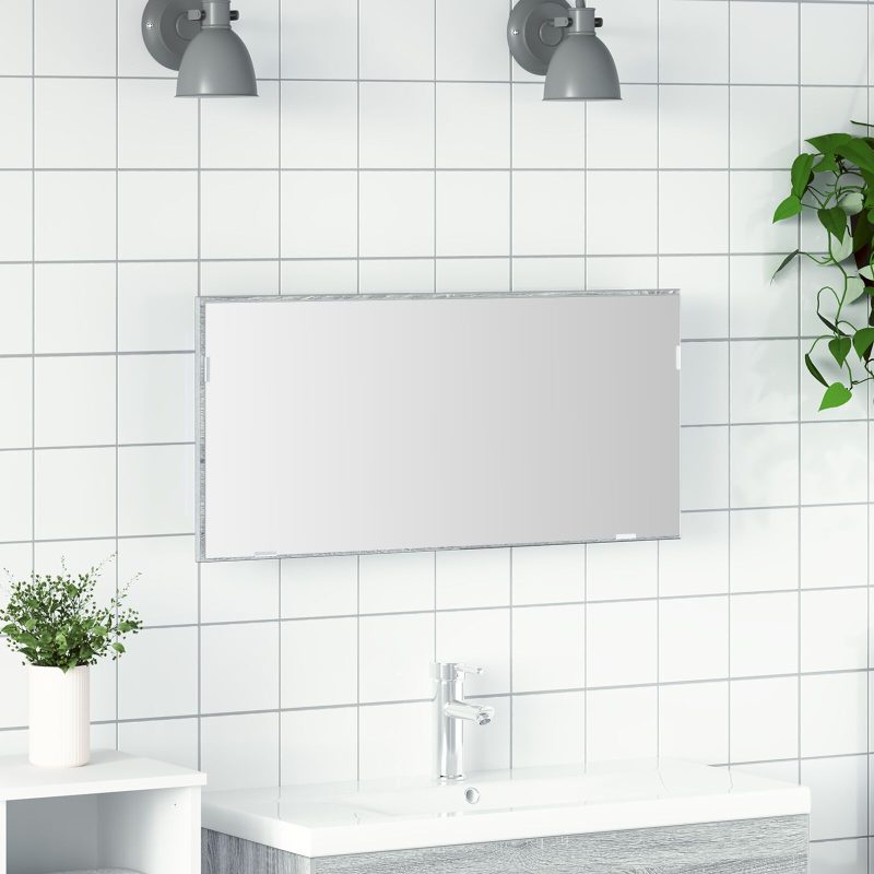 Badezimmer-Spiegelschrank mit LED Licht Grau Sonoma 80x37 cm
