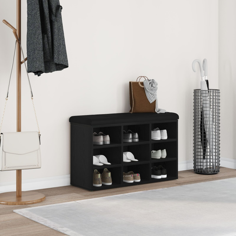 Aufbewahrungsbank Schwarz Eiche 80x30x48 cm Teppe
