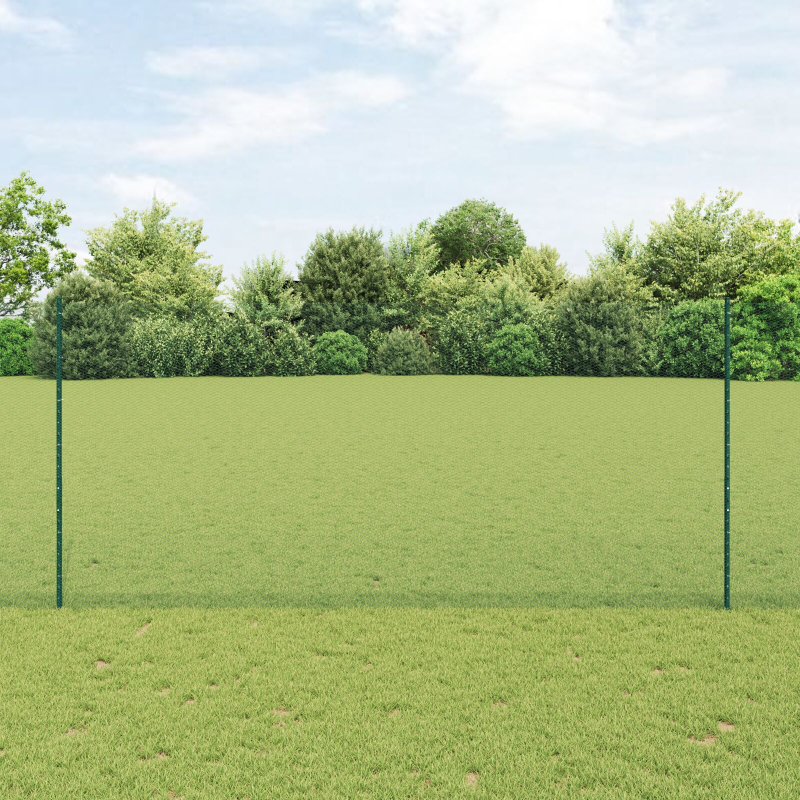 Zaunpfosten 11 Stück U-Kanal Grün 140 cm Stahl, Sechseckenzaun Grün 1,4x25 m Stahl