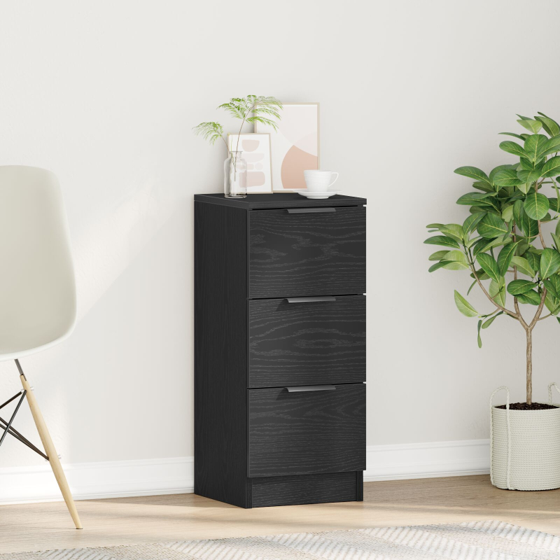 Schwarzer Eichen-Sideboard 30x30x70 cm Aus Holzwerkstoff
