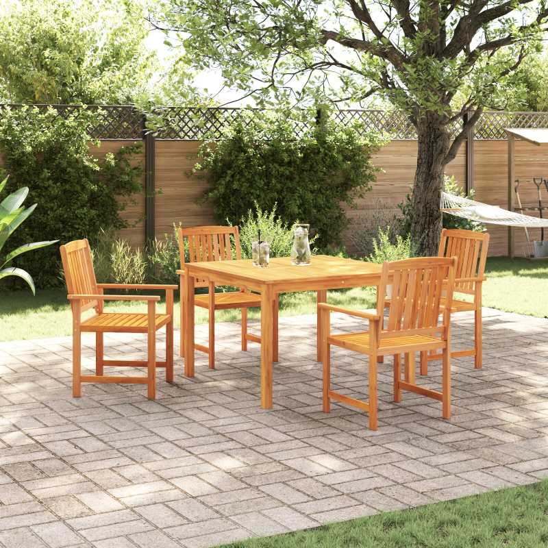 5-teiliges Garten-Esszimmer-Set aus massivem Akazienholz