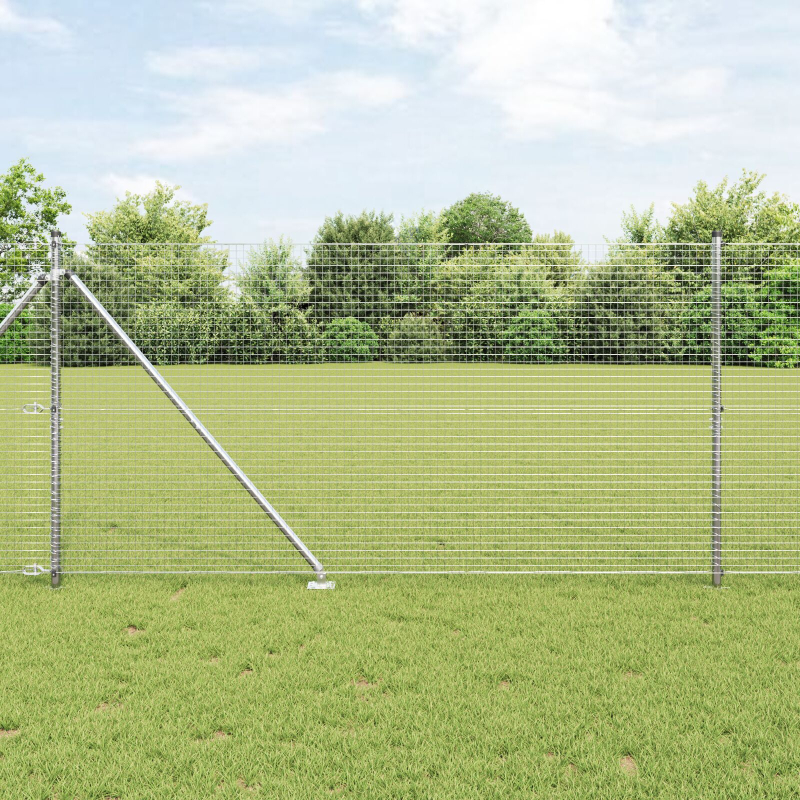 Geschweißter Drahtzaun mit 13 Spike-Posts 1,4x25 m Verzinkter Stahl