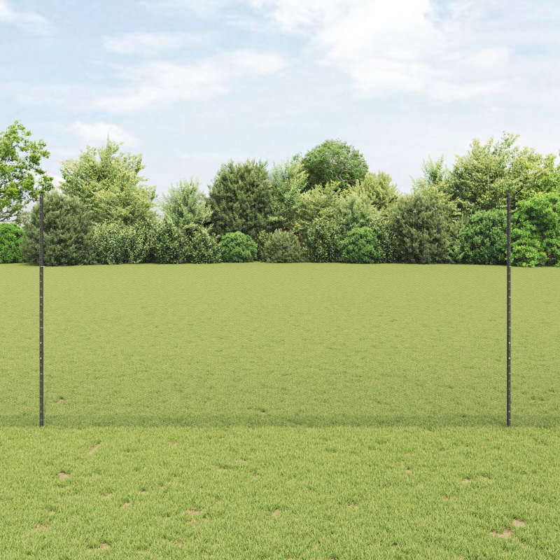 Zaunpfosten 22 Stück U-Kanal Grau 160 cm Stahl, Sechseckzaun Grau 1,6x50 m Stahl
