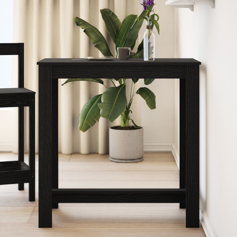 Bartisch aus schwarzem Eichenholz 102x50x103,5 cm aus Ingenieurholz