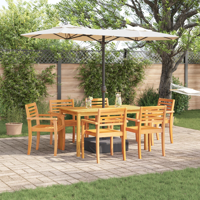 7-teiliges Garten-Esszimmer-Set aus massivem Akazienholz
