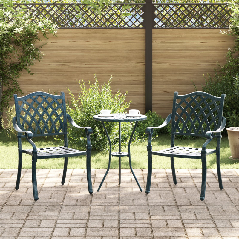Gartenstühle 2er Set Grün Gussaluminium