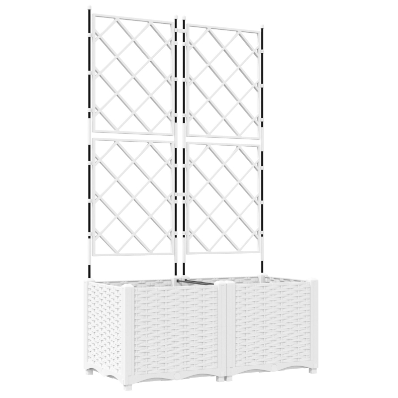 Garten Pflanzer mit Gitter 2 Stück Weiß 80x40x143 cm
