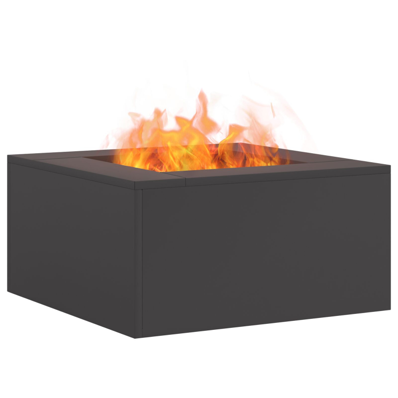 Feuerstelle Quadrat Schwarz 60x60x30 cm Stahl