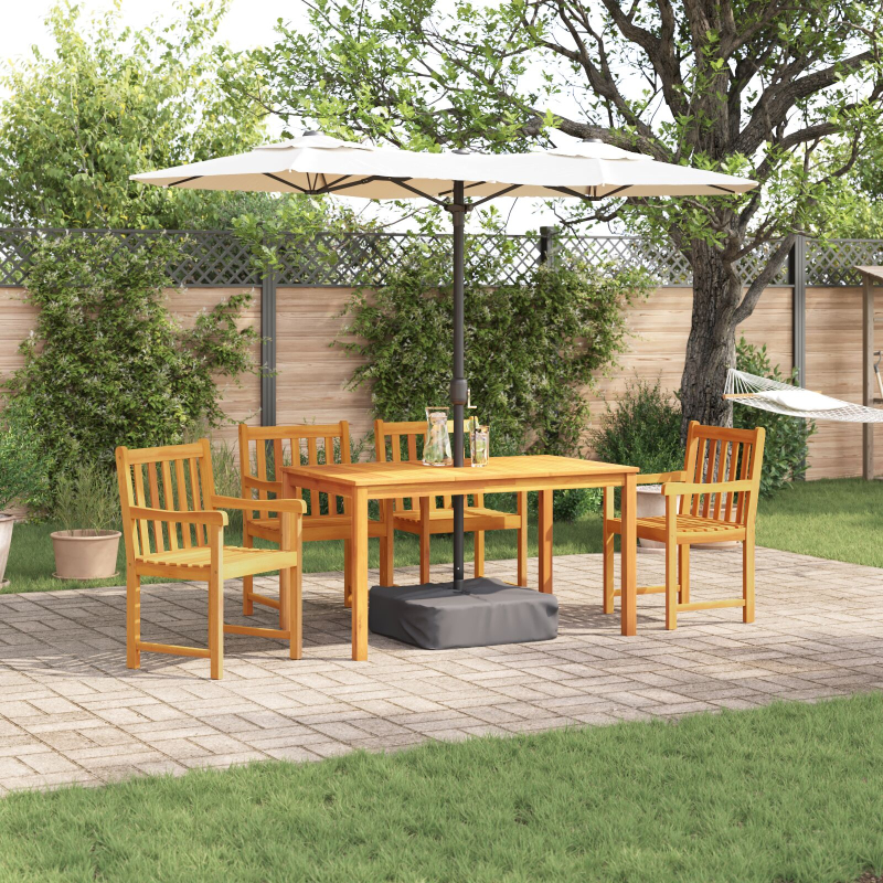 5-teiliges Garten-Esszimmer-Set aus massivem Akazienholz