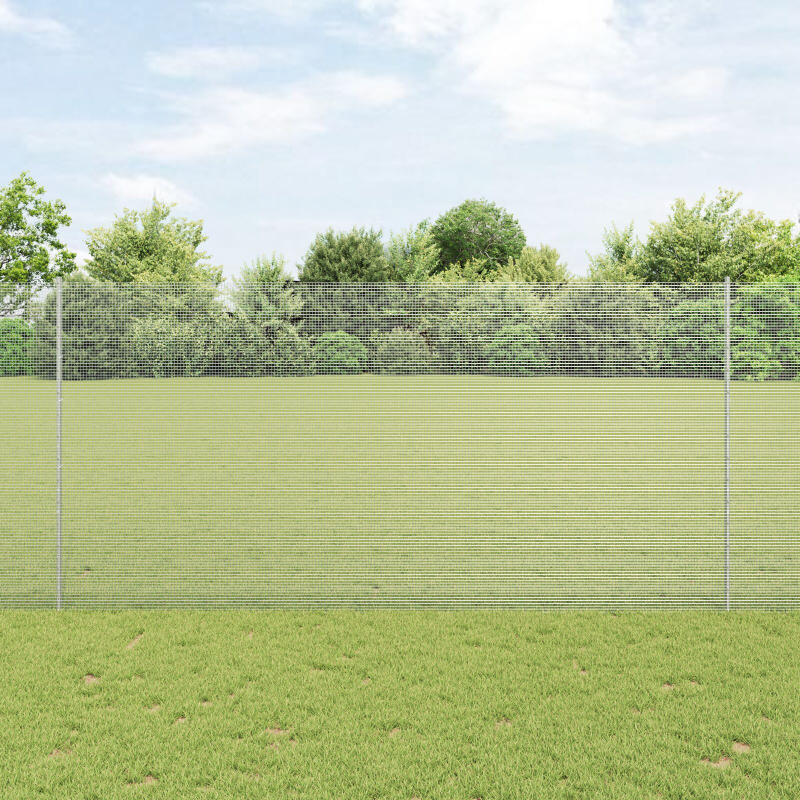 Schweissdrahtzaun mit 22 U-Posten Silbern 1,5x25 m Stahl