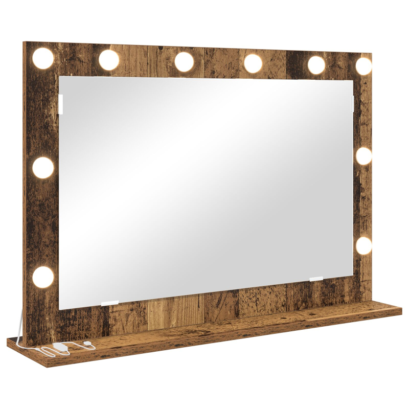 Kosmetikspiegel Altes Holz Massivholz und Glas 80 x 55 x 18 cm