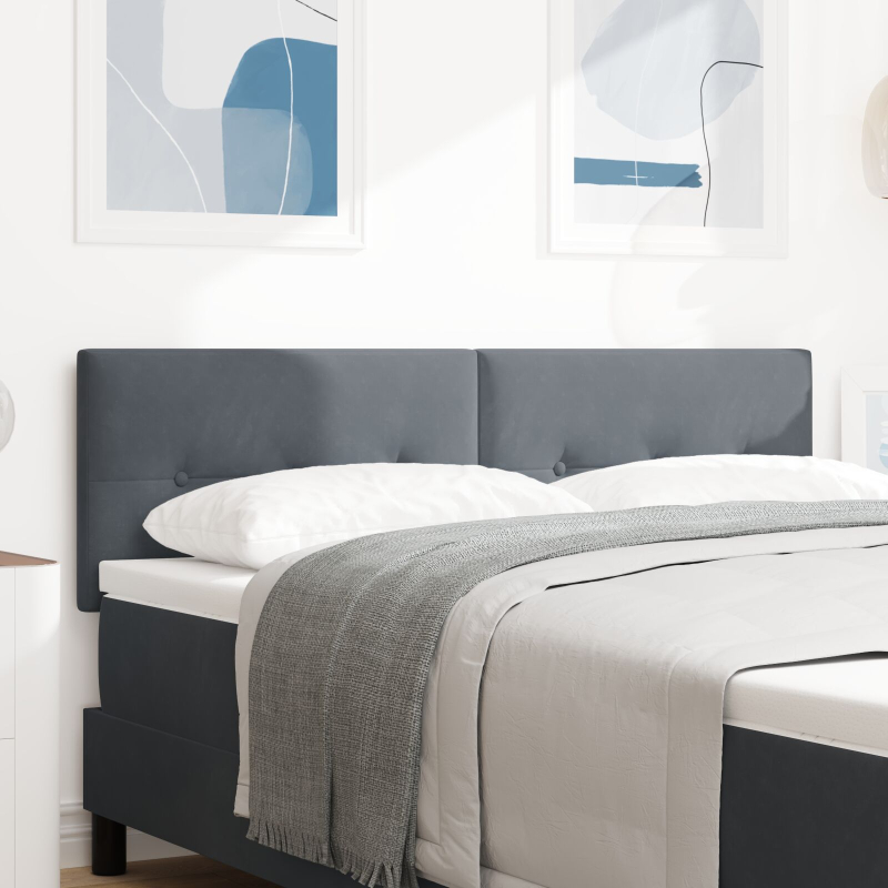 Kopfteil Mit Knopfheftung Dunkelgrau 140 cm Samt