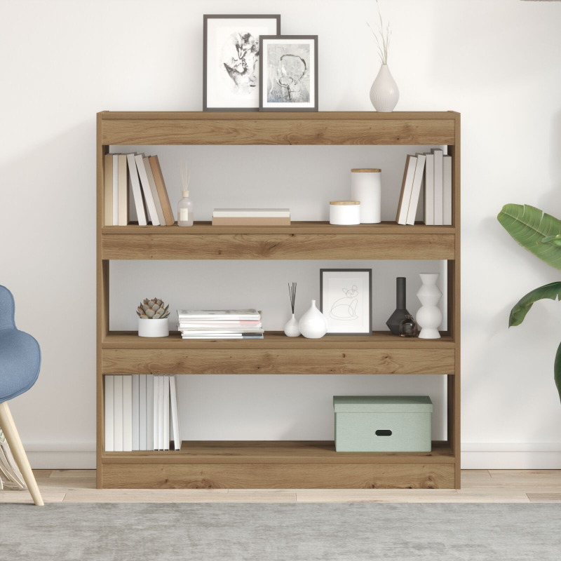 Bücherregal/Raumteiler in handwerklicher Eiche - 100x30x103cm, aus Holzwerkstoff