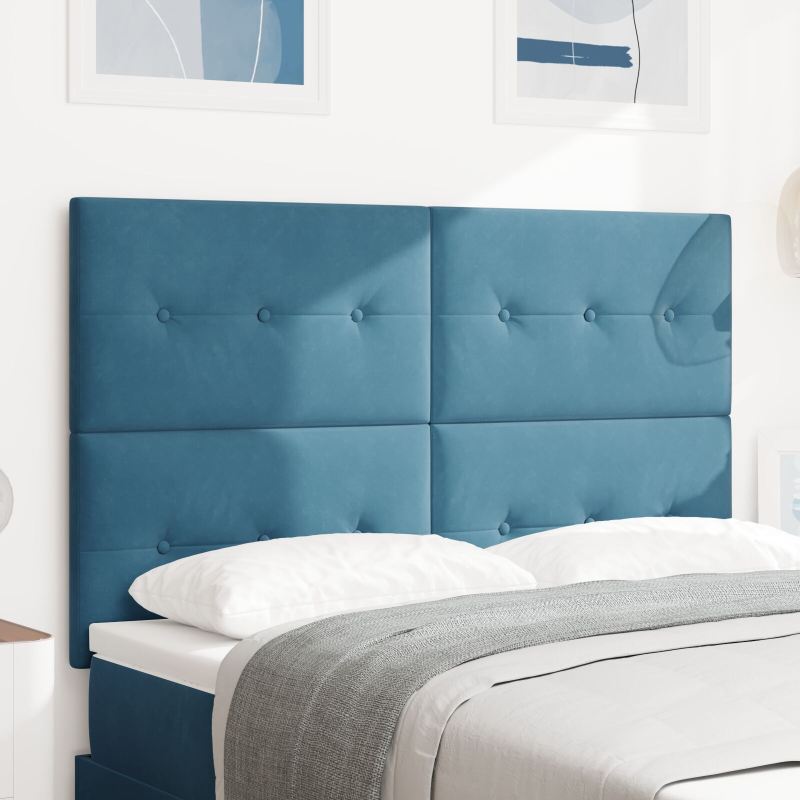 Kopfteil mit Knopfheftung Dunkelblau 160 cm Samt