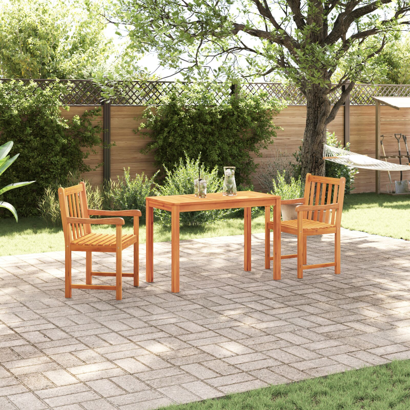3-teiliges Garten-Esszimmer-Set aus massivem Akazienholz