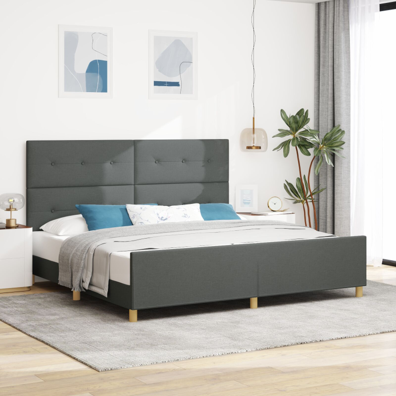 Bettgestell Dunkelgrau 200x200 cm Stoff