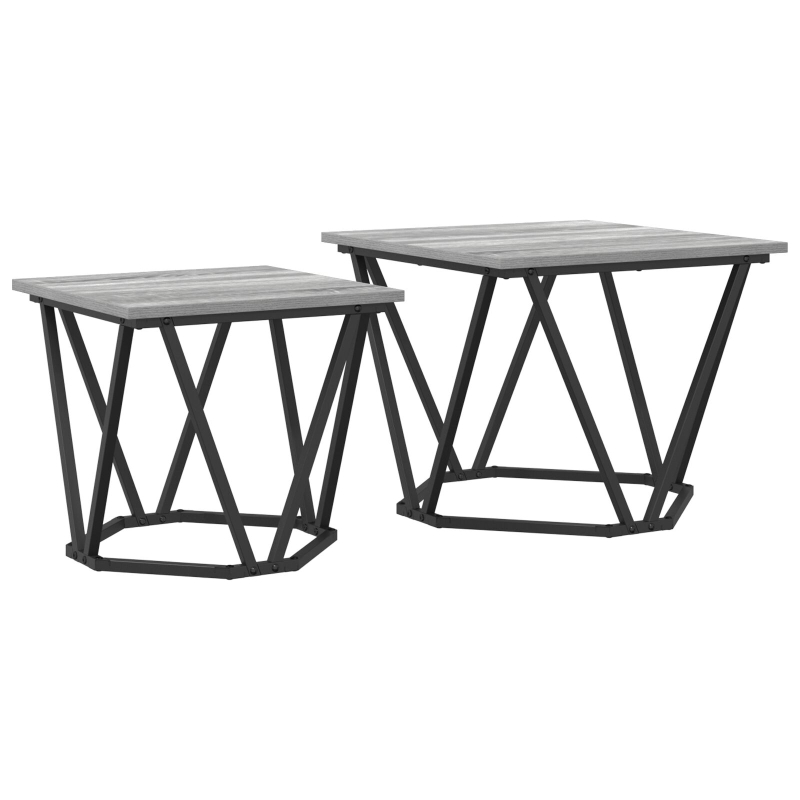 2-teilige Beistelltischset Grau Sonoma Holzwerkstoff