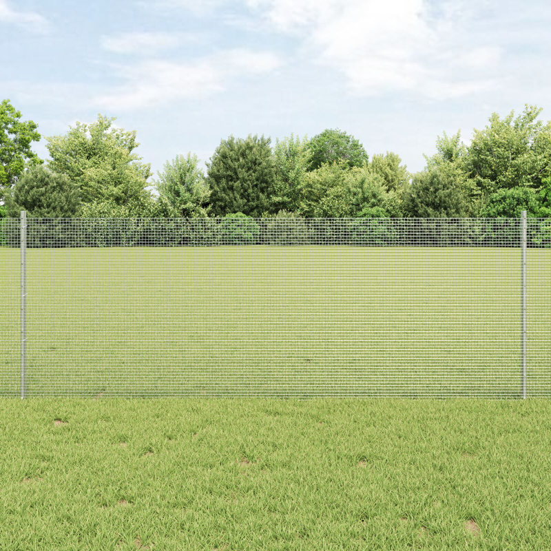 Geschweißter Drahtzaun mit 22 U-Pfosten Silber 0,8x50 m Stahl