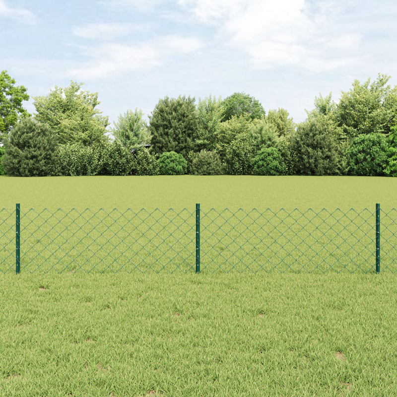 Drahtzaun mit 22 U-Posts Grün 0.4x25 m Stahl