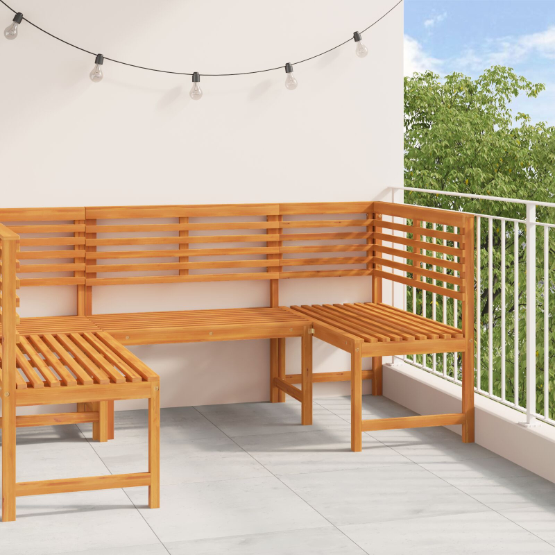 3-teiliges Gartenbank-Set aus solidem Akazienholz