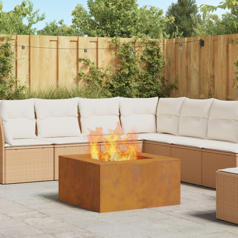 Feuerstelle Quadrat 80x80x40 cm Wetterfester Stahl