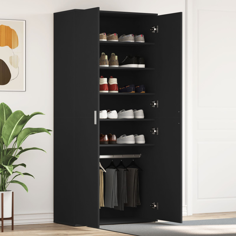 Schuhschrank Schwarz 80x39x180 cm Holzwerkstoff