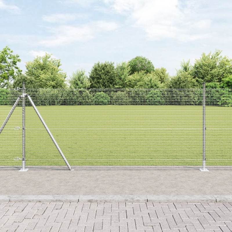 Geschweißter Drahtzaun mit 13 Flanschpfosten 0.8x25 m Verzinkter Stahl