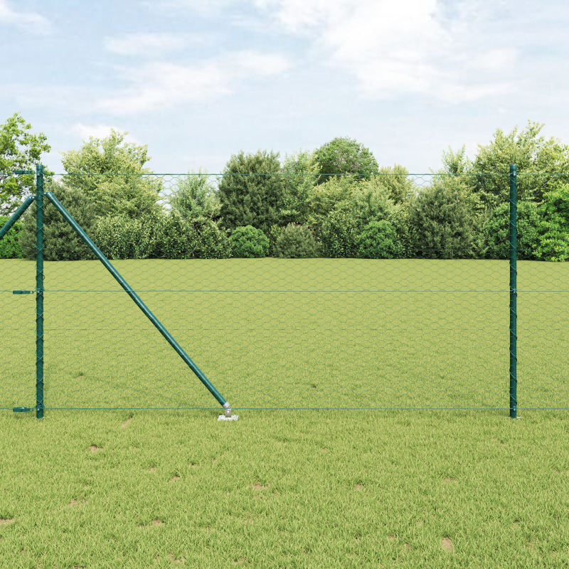 Zaun-Set Set mit 2 Forstgrün Pulverbeschichteter Stahl 25 x 1 m