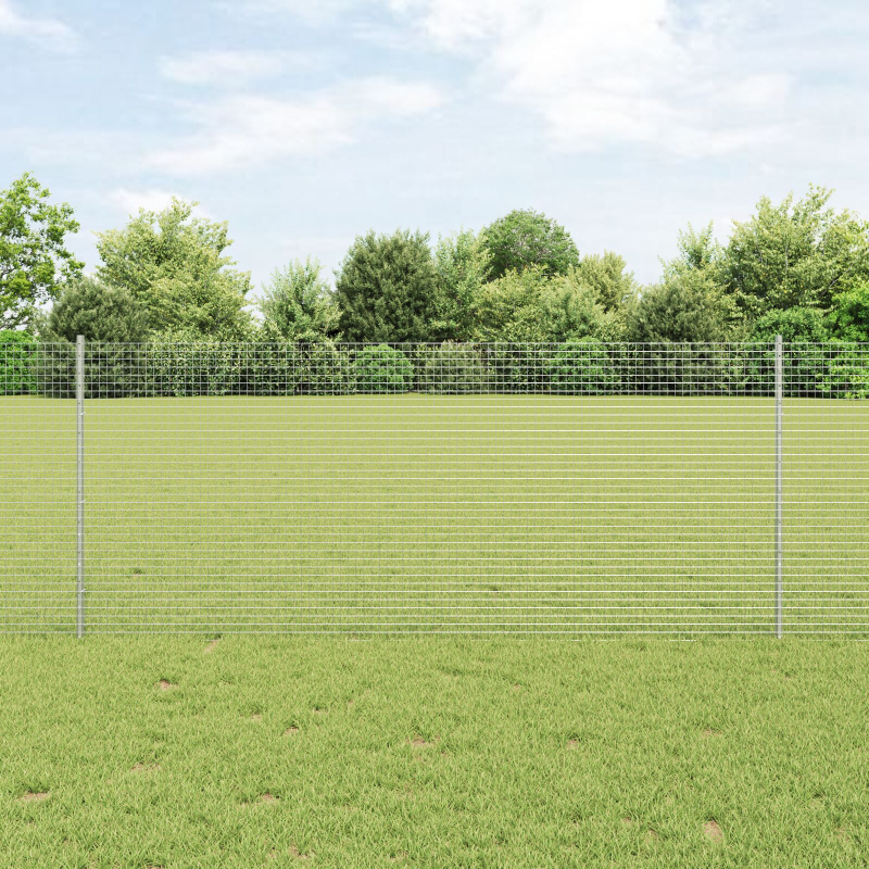Schweißdrahtzaun mit 44 U-Posts Silber 1x50 m Stahl