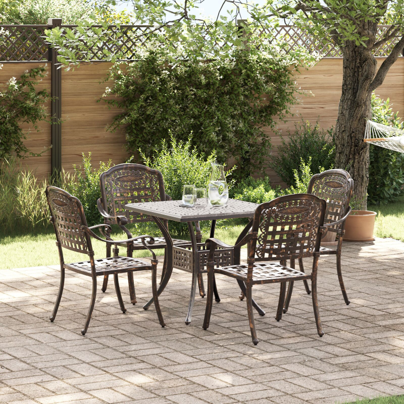 5-teiliges Garten Bistro Set aus Gusseisen