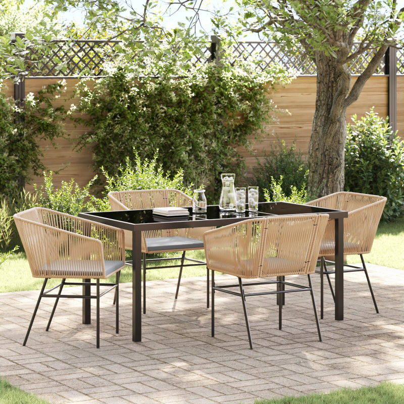 Set aus 3 Braun PE-Rattan Standard UV-beständige Materialien