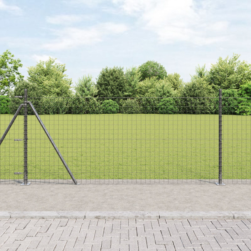Zaunpfosten Set von 26 Grau Beton, Metall 3,2 x 3,2 x 110 cm