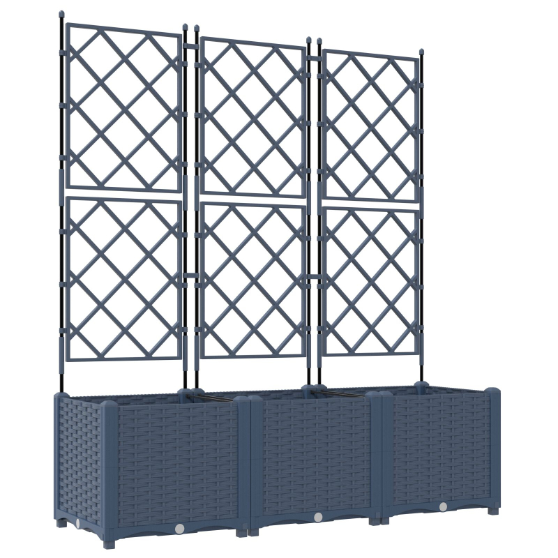 Gartenpflanzer mit Rankgitter 3 Stück Grau 120x40x143 cm