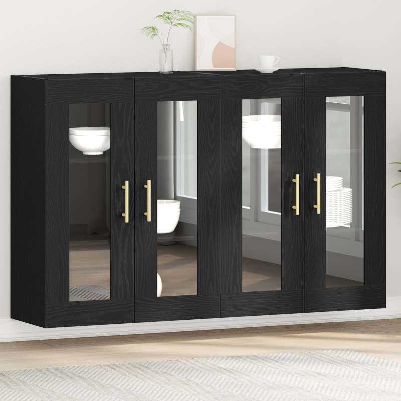 Wandmontierter Schrank Set von 2 Schwarze Eiche Holzwerkstoff