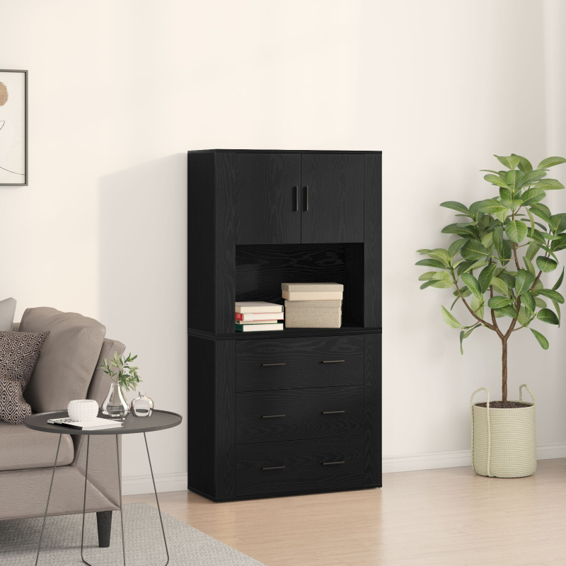 Hochtisch Schwarz Eiche 80x33x150 cm Werkstoff
