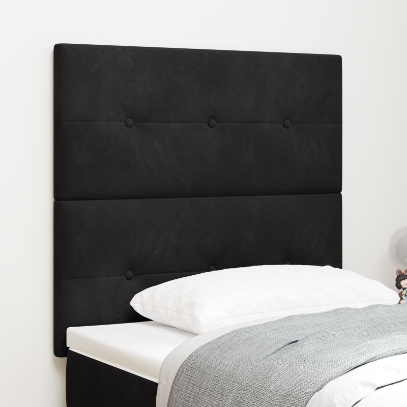 Kopfteil mit Knopfheftung Schwarz 80 cm Samt