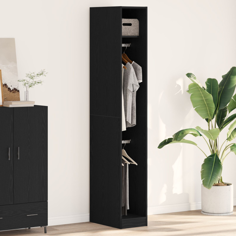 Kleiderschrank Schwarz Eiche 30x50x200 cm Ingenieurholz