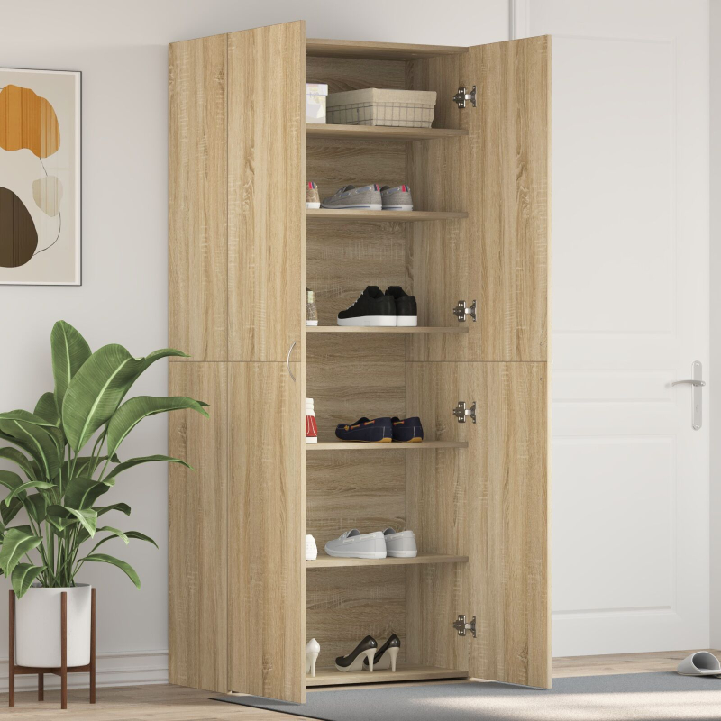 Schuhschrank Sonoma Eiche 80x35,5x180 cm Holzwerkstoff