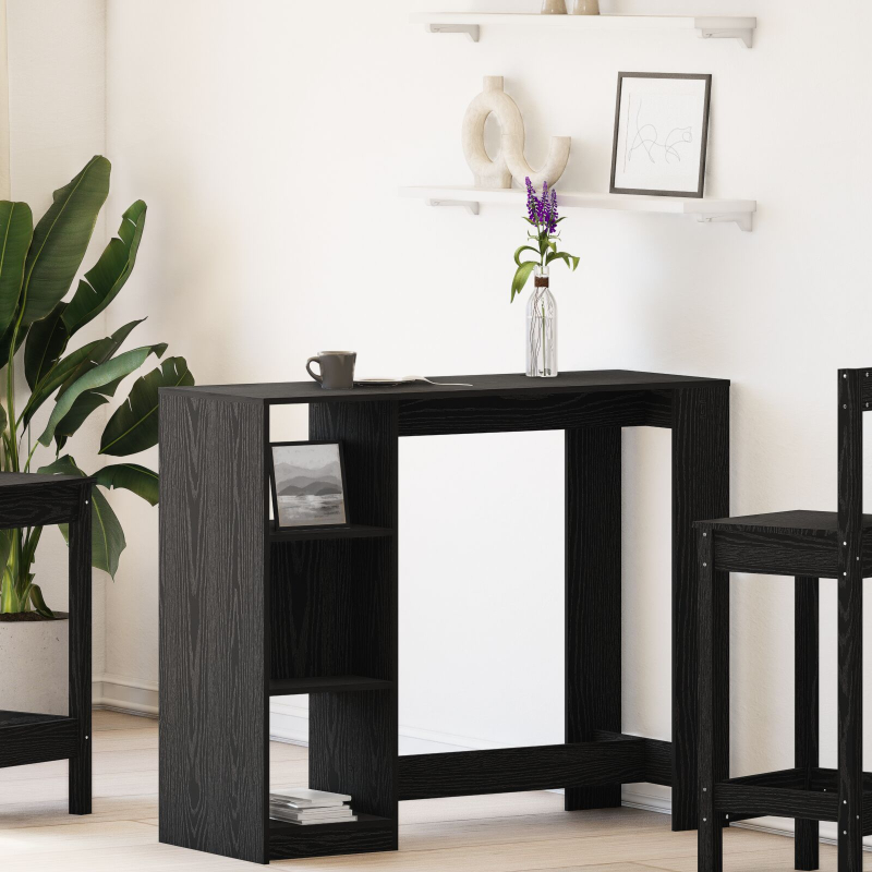 Bartisch mit Regal Schwarz Eiche 102,5x46x103,5 cm Hergestelltes Holz