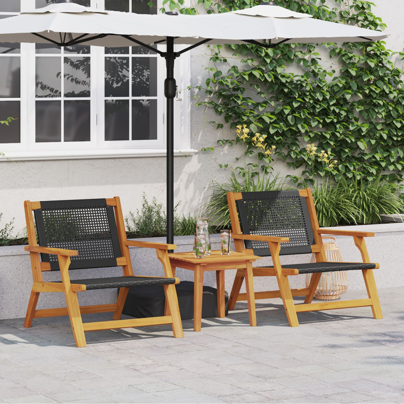 Gartenstühle 2 Stück Schwarz 76x67x73,5 cm Massivholz Akazie