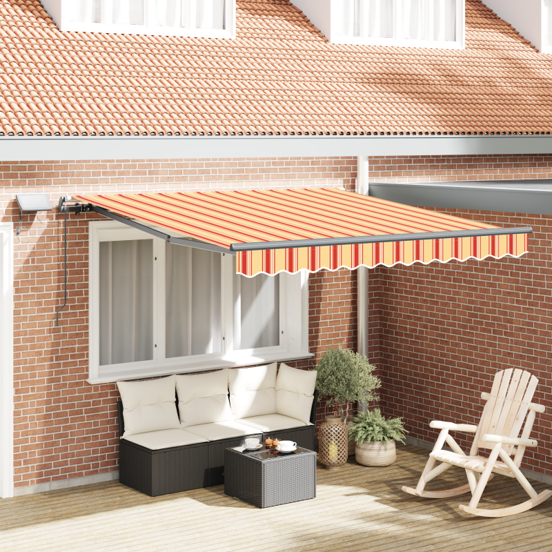 Manuelle einziehbare Markise mit LED Gelb und Orange 300x250 cm