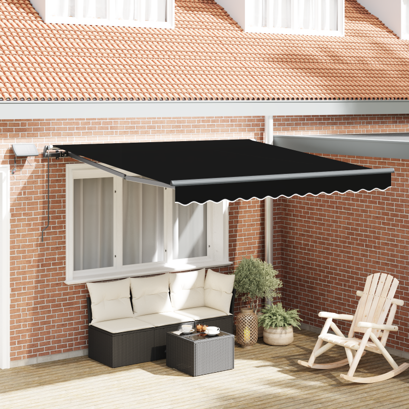 Manuelle einziehbare Markise mit LED Schwarz 300x250 cm