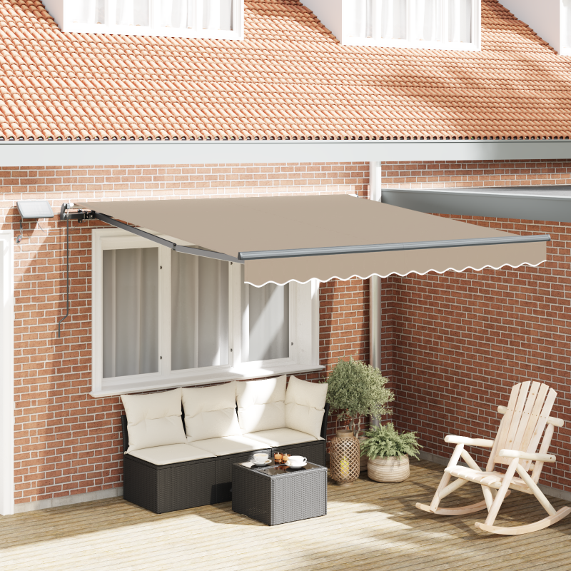 Manuelle Einziehbare Markise mit LED Beige 300x250 cm