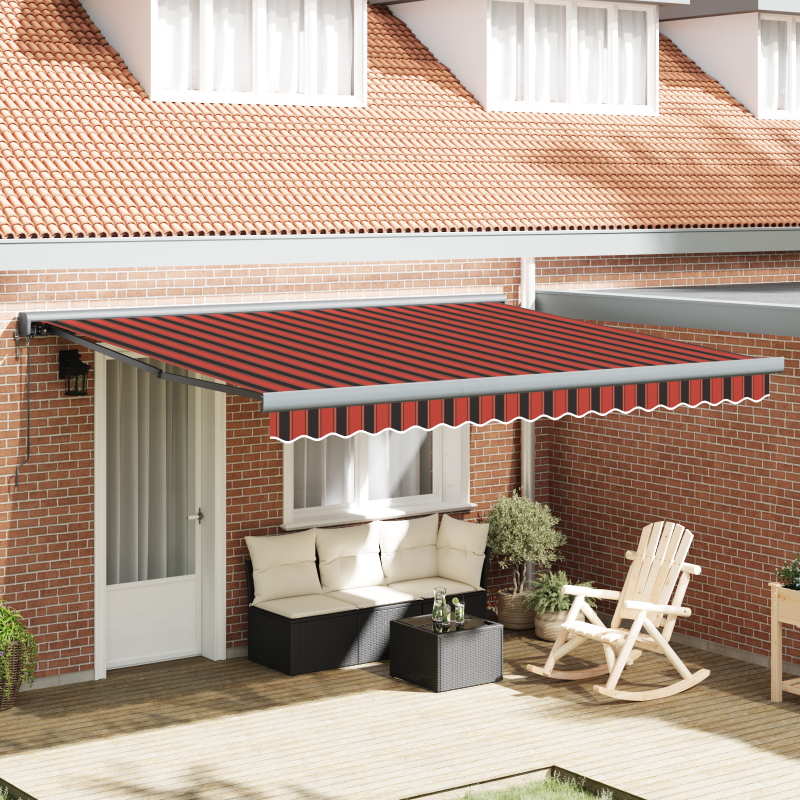 Manuelle einziehbare Markise mit LED in Orange und Braun 350x250 cm