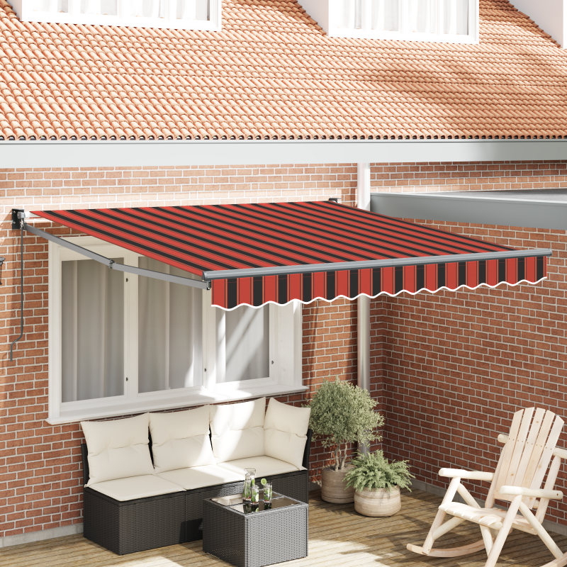 manuelle einziehbare Markise orange und braun 350x250 cm