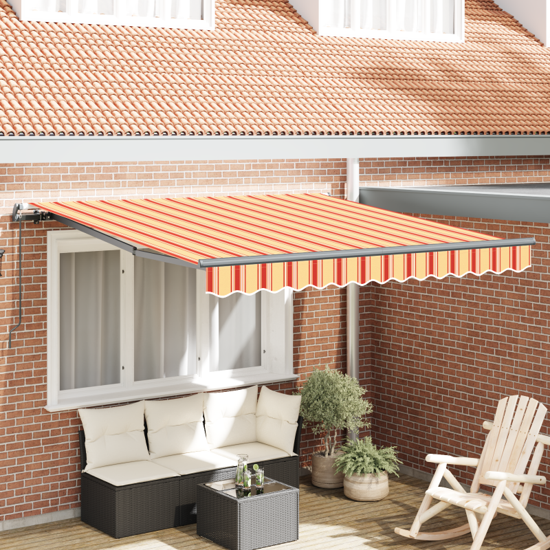Manuelle einziehbare Markise in Gelb und Orange 350x250 cm