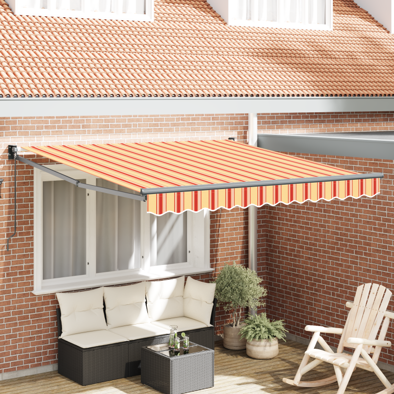 manuelle einziehbare Markise Orange und Rot 350x250 cm