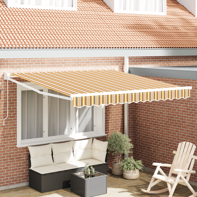Manuelle Einziehbare Markise mit Multicolor Streifen 350x250 cm